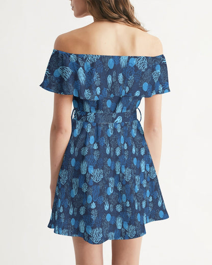 Women's Lightweight Sea Reef Off-Shoulder Belted Dress