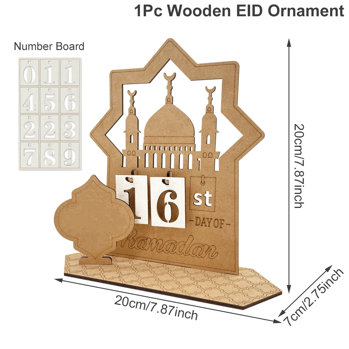 Ramadan Countdown Calendar Eid Mubarak Wooden Ornament 2024 Ramadan Decoration for Home Islam Muslim Party Decor Ramadan Kareem