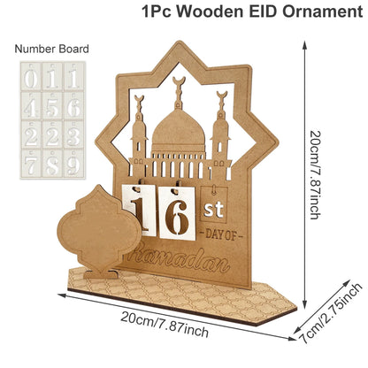 Ramadan Countdown Calendar Eid Mubarak Wooden Ornament 2024 Ramadan Decoration for Home Islam Muslim Party Decor Ramadan Kareem
