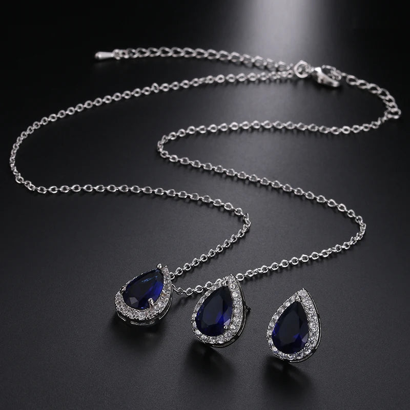 Nigerian Water Drop Cubic Zirconia Wedding Jewelry Sets Inlay Luxury Crystal Bridal Jewelry Set for Bridesmaids AS099