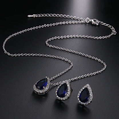 Nigerian Water Drop Cubic Zirconia Wedding Jewelry Sets Inlay Luxury Crystal Bridal Jewelry Set for Bridesmaids AS099