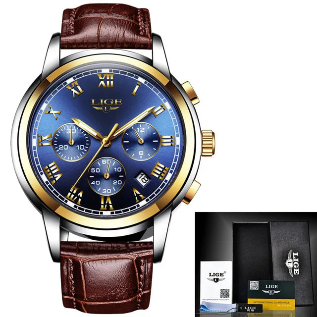 2023 Men Watch Luxury Top Brand LIGE Sport Chronograph Watches Mens Waterproof Full Steel Quartz Clock Watches Relogio Masculino