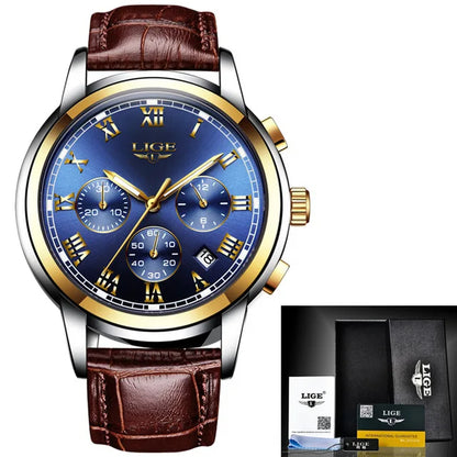 2023 Men Watch Luxury Top Brand LIGE Sport Chronograph Watches Mens Waterproof Full Steel Quartz Clock Watches Relogio Masculino
