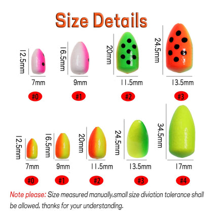 JIGEECARP 10pcs Catfish Fishing Rig Float Buoyancy Inline Bobber Float Saltwater Fishing Floats Accessories Snappers Rigs