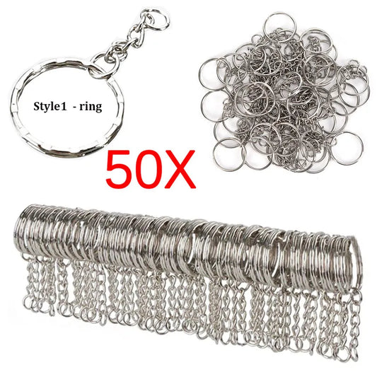 Silver Plated Metal Blank Keyring Keychain Split Ring Keyfob Key Holder Rings Women Men DIY Key Chains Key Ring Accessories