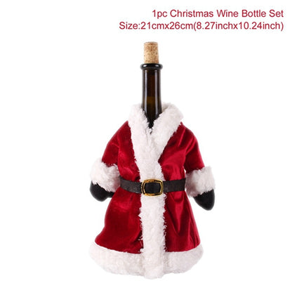 Christmas Wine Bottle Cover Merry Christmas Decor for Home 2023 Navidad Noel Christmas Ornaments Xmas Happy New Year 2024