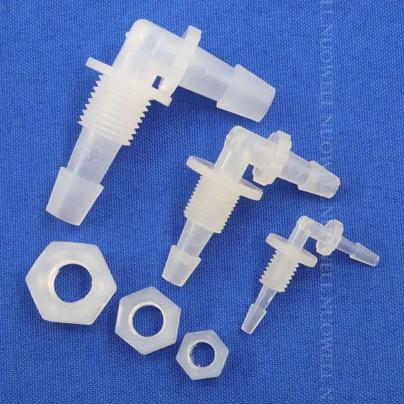 5~200pcs M6 M8 G1/8~g1/2 Thread to 2-12mm PP Bulkhead Union Elbow Connectors Hex Nut Aquarium Fish Tank Air Pump Hose Connector