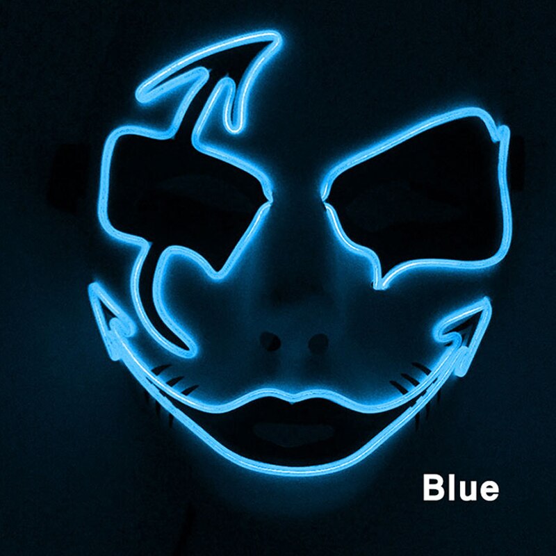 Neon Light LED Mask LED Halloween Scary Mask Cosplay Party Masque Masquerade Masks Halloween Costume Carnival Glow Party Props