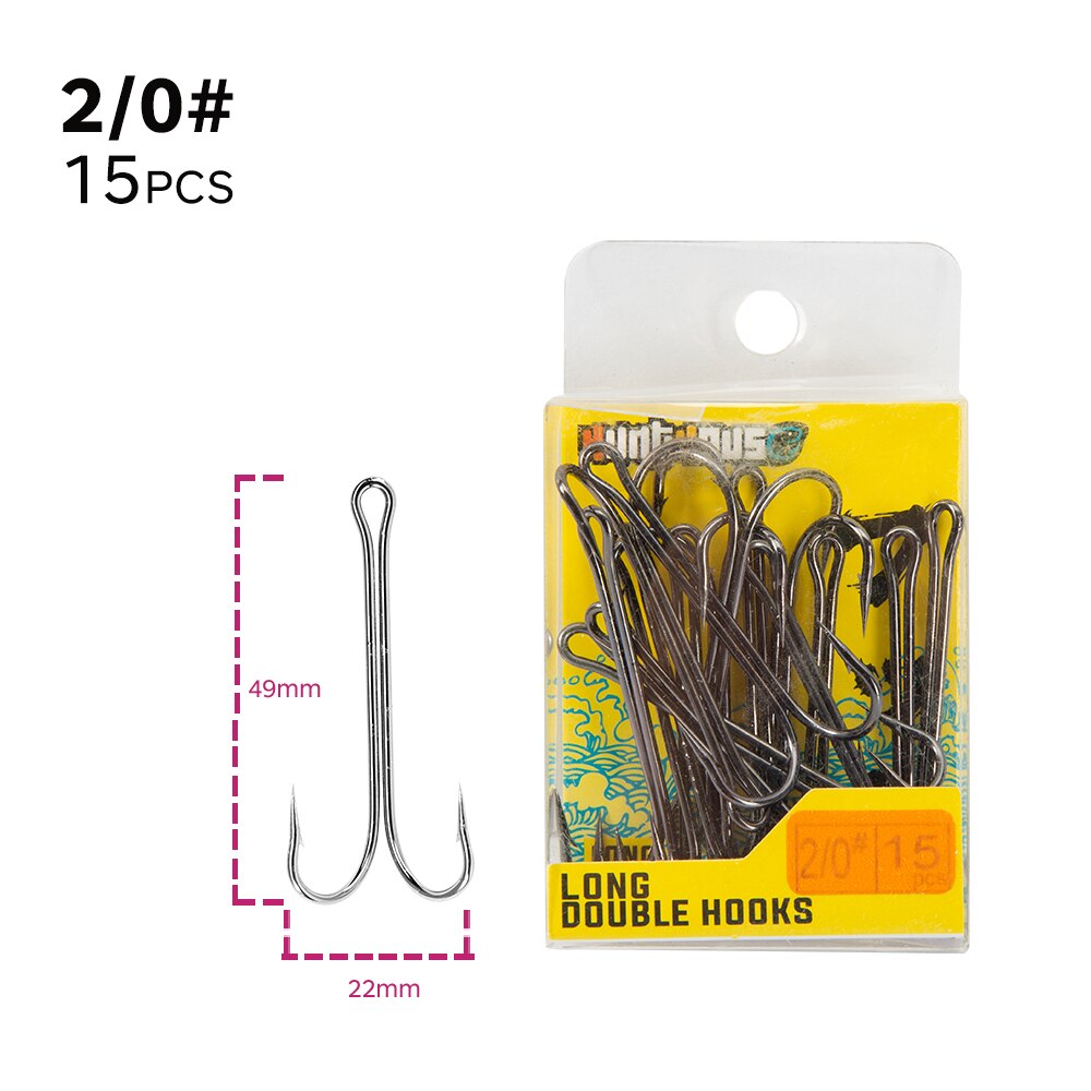 Hunthouse 2020 New Fishing Hooks Double Hook Long High Carbon Steel Fishing Tackle Different Sizes Equiped With Soft Lure