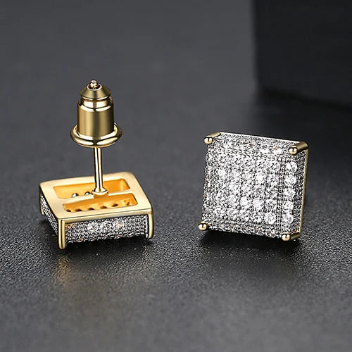 LUOTEEMI Elegant Small Hip Hop Round Stud Earrings for Women Korean Style AAA Black/White Cubic Zircon Fashion Jewelry for Men