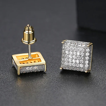 LUOTEEMI Elegant Small Hip Hop Round Stud Earrings for Women Korean Style AAA Black/White Cubic Zircon Fashion Jewelry for Men