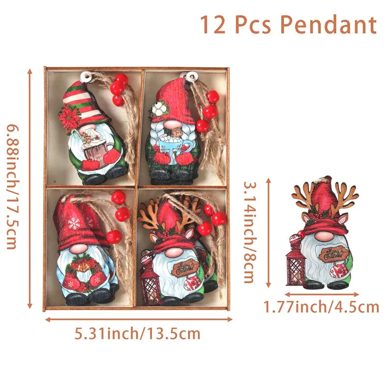 Wooden Christmas Pendant Merry Christmas Decor for Home 2023 Navidad Ornaments C