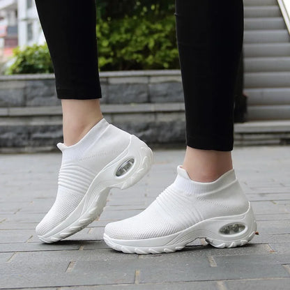 Womens Flats Slip on Shoes for Women Sock Sneakers Platform 2021 Comfortable Soft Ladies Spring Buty Damskie Sepatu Wanita Black