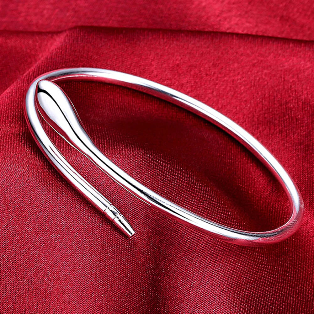 Andara 925 Sterling Silver Round Heart Open Bracelet for Women Jewelry Cuff Bangles