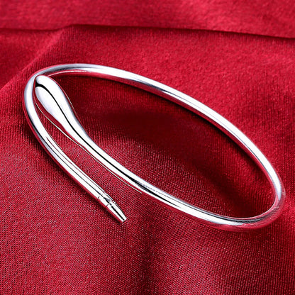 Andara 925 Sterling Silver Round Heart Open Bracelet for Women Jewelry Cuff Bangles
