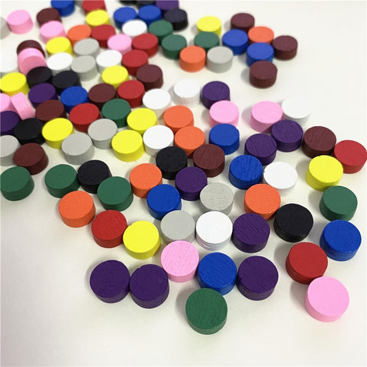 100Pcs Diameter 10*5MM Pawn Wooden Game Pieces Colorful Pawn/Chess for Board Game/Educational Games Accessories