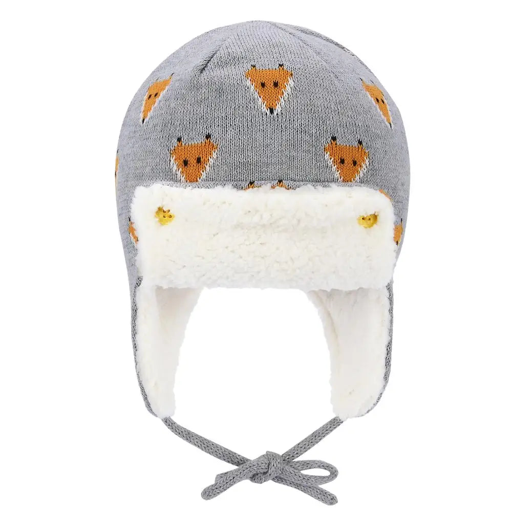 Winter Warm Cartoon Animal Baby Hats Infant Toddlers Boys Girls Warm Caps Soft Eargflap Hat Beanies Cap Pilot Cap for 0-4 Years