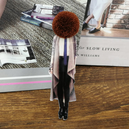 Fashion Brooch Pins for Woman Brooches Girls Face Cartoon Models Acrylic Brooches Kawaii Pompom Clothing Jewelry Accessories