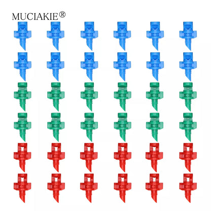 MUCIAKIE 60pcs/Pack 90 180 360 Degree Refraction Nozzle Garden Irrigation for Plant Spray Nozzle Mist Sprayer Irrigation Fitting