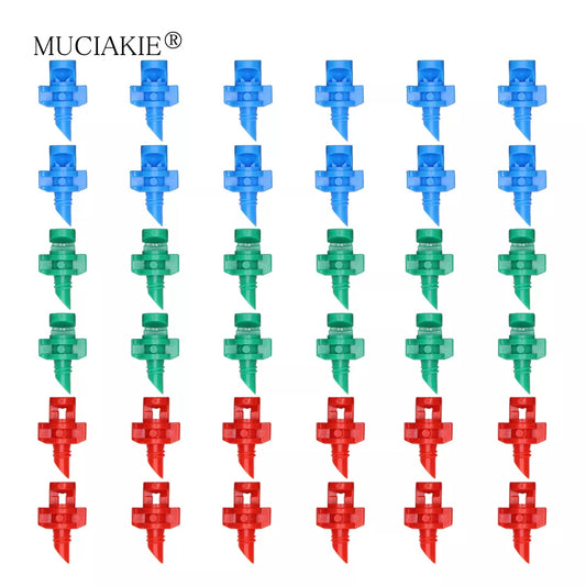 MUCIAKIE 60pcs/Pack 90 180 360 Degree Refraction Nozzle Garden Irrigation for Plant Spray Nozzle Mist Sprayer Irrigation Fitting