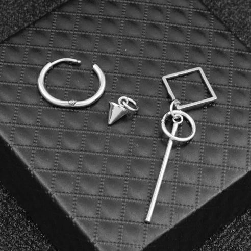 SOHOT Hot Dangle Long Tassel Unisex Hoop Earrings Punk Metal Jewelry Brincos Silver Color Star Cross Pendant Exaggerate Design