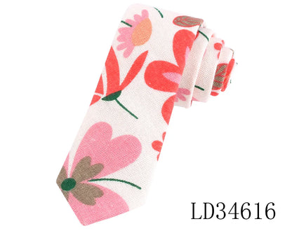 CartoonSkinny Tie for Men Women Narrow Neck Tie for Wedding Casual Cartoon Neckties Classic Suits Slim Cotton Linen Neck Ties
