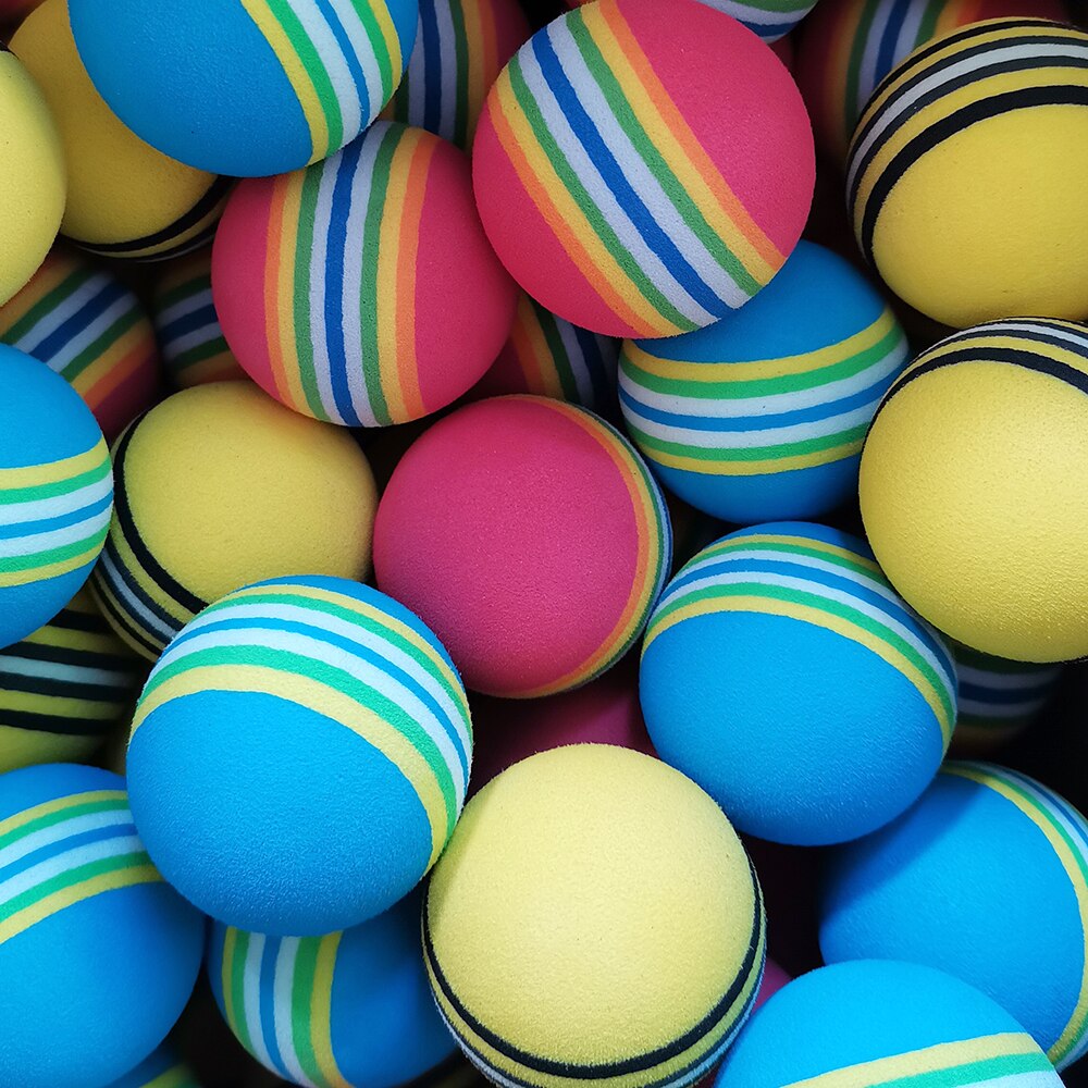 NEW 50pcs/Bag EVA Foam Golf Balls Yellow Rainbow Sponge Indoor Practice Training Aid