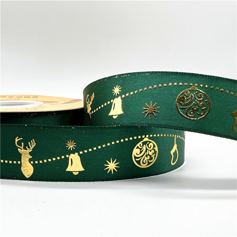 5yards 1inch 25mm Christmas Ribbon Printed Christmas Polyester Ribbon for Handmade Design Christmas Decoration