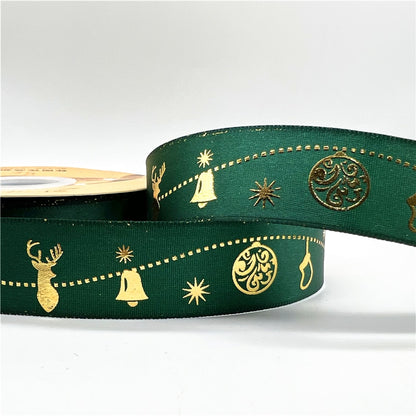5yards 1inch 25mm Christmas Ribbon Printed Christmas Polyester Ribbon for Handmade Design Christmas Decoration