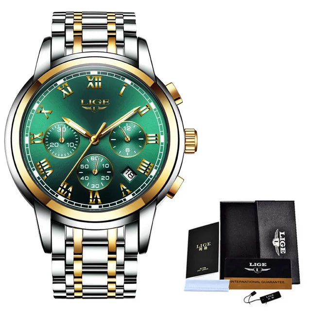 2023 Men Watch Luxury Top Brand LIGE Sport Chronograph Watches Mens Waterproof Full Steel Quartz Clock Watches Relogio Masculino