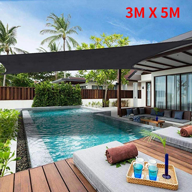 Sun Shade Sail Black HDPE Sunshade Net Sun Shelter Outdoor Garden Sunblock Shade Cloth Patio Cover Anti-Uv Car Cover 2m 4m 5m 6m