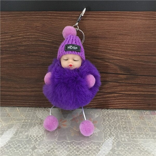 1PCS Cute Cartoon Doll Keychain Fur Ball Plush KeyChain Keyring Women Handbag Car Key Holder Bag Pendant Toys for Kids