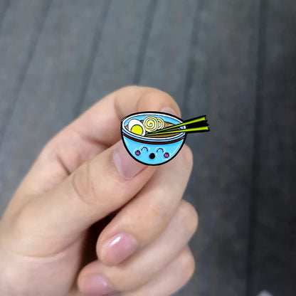 Cartoon Ramen Sushi Enamel Pins Cute Japanese Foods Tonkotsu Noodles Brooches Denim Shirt Collar Lapel Pins Badge Jewelry