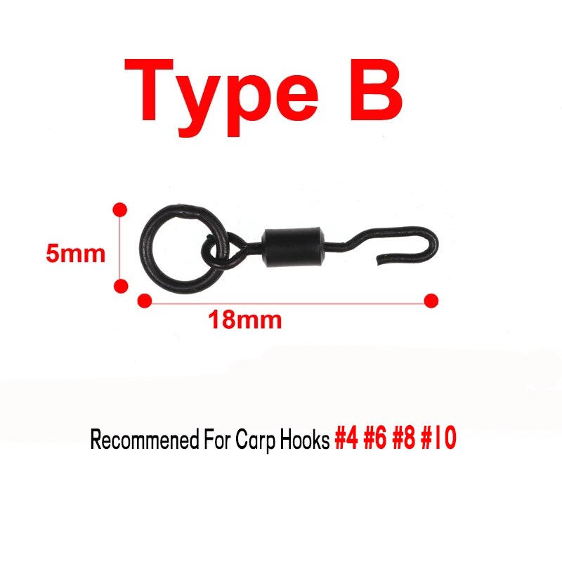 JIGEECARP 10/25pcs Carp Fishing Spinner Swivel for Ronnie Rig Quick Change Swivel Connector Carp Coarse Fishing Terminal Tackle