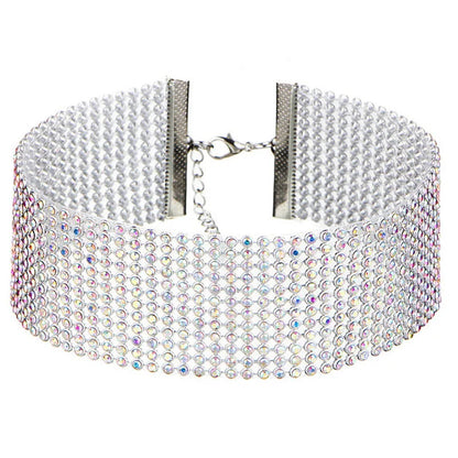 SUMENG 2024 European Style Women Bundle Neck Element Necklace Jewelry Punk Hip Hop Choker Inlay Rhinestone Collar