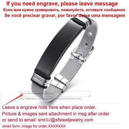 Meaeguet Personalized Bangle Men's Slide Mesh Bracelet Customized Name Wristband Stainless Steel Male Bileklik Pulseira