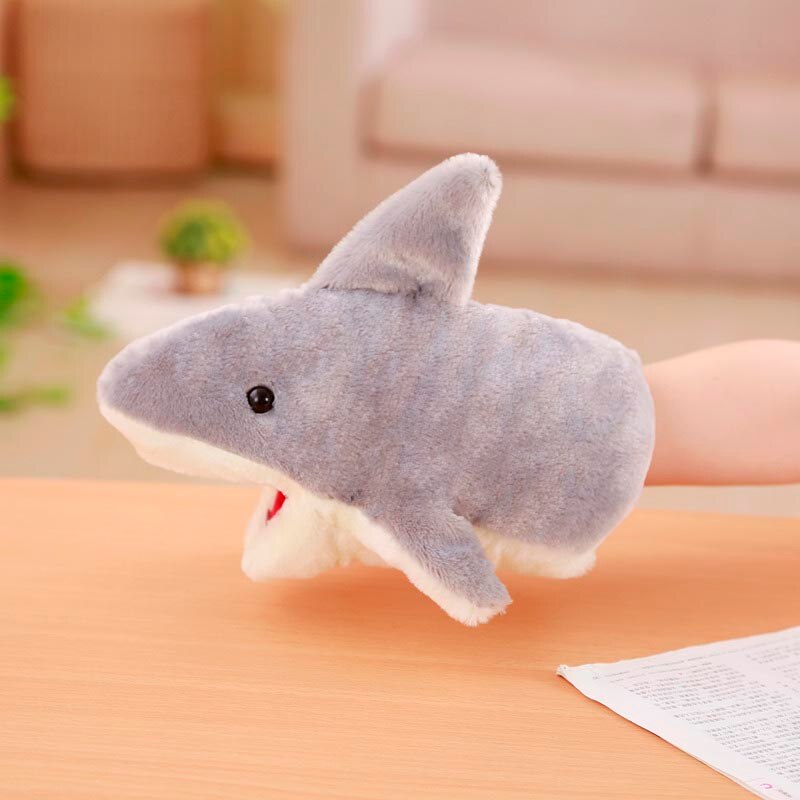Dinosaur Shark Crocodile Plush Puppets Stuffed Lifelike Frog Hand Puppets for Kids Plush Soft Animal Puppets Doll Kids Toys