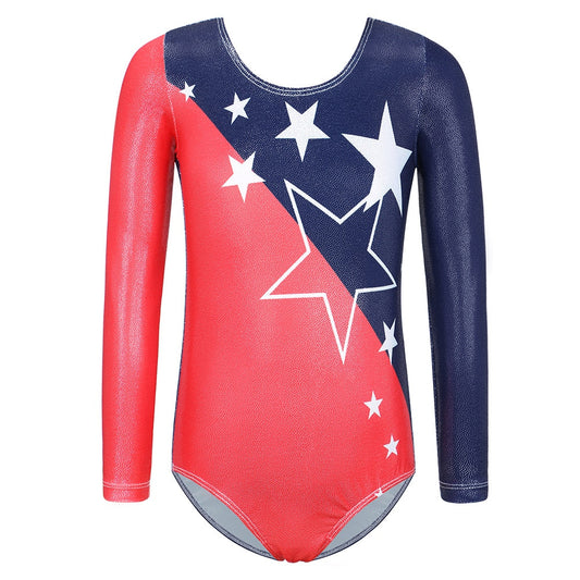 BAOHULU Long Sleeve Girls Gymnastics Leotard Sparkle Children Ballet Leotard