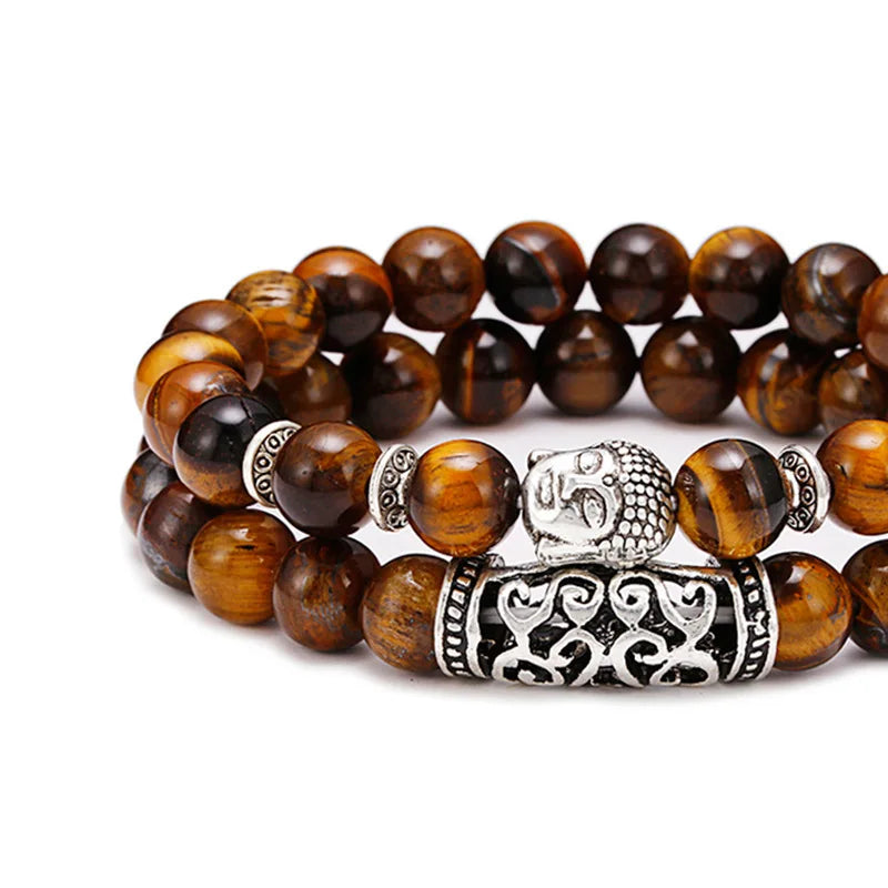 Noter 2pcs/Set Couples Distance Bracelet Men Women Natural Lava Braclet Stone Tiger Eye Brazalete Strand Braslet Pulseira