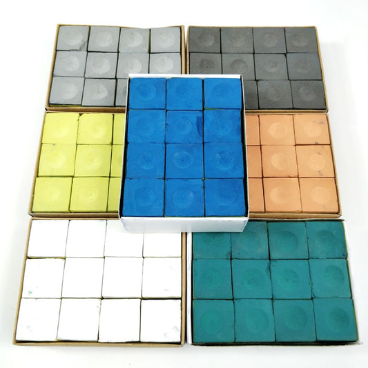 12pcs/Lot Billiards Pool Chalks Green/Black/White/Yellow/Orange/Blue/Red/Grey Colorful Snooker Chalks Billiard Accessories