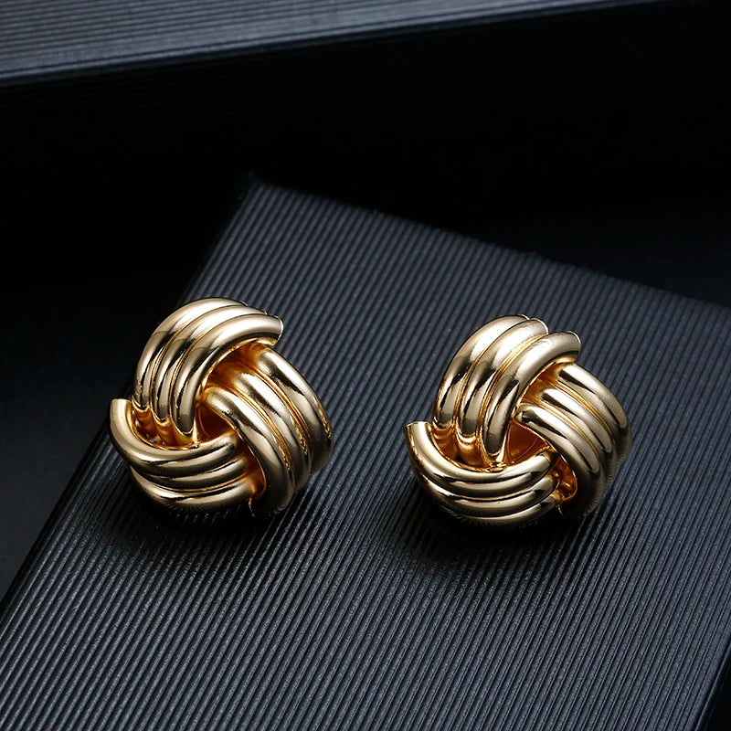 ZA Metal Maxi Statement Vintage Clip on Earrings Without Piercing  for Women Earrings Party Jewelry