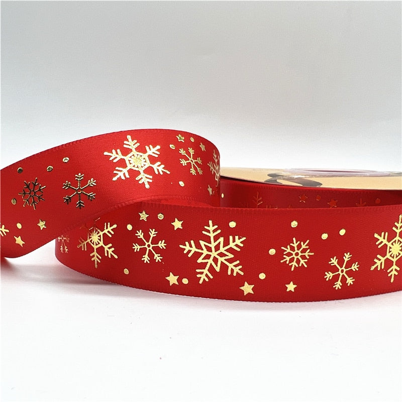 5yards 1inch 25mm Christmas Ribbon Printed Christmas Polyester Ribbon for Handmade Design Christmas Decoration