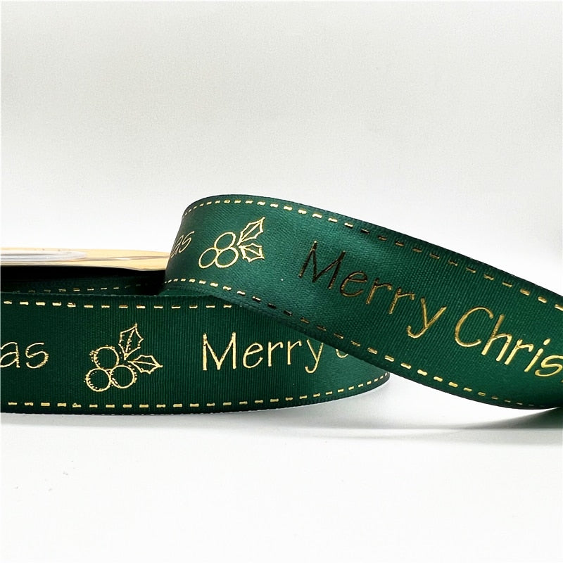 5yards 1inch 25mm Christmas Ribbon Printed Christmas Polyester Ribbon for Handmade Design Christmas Decoration