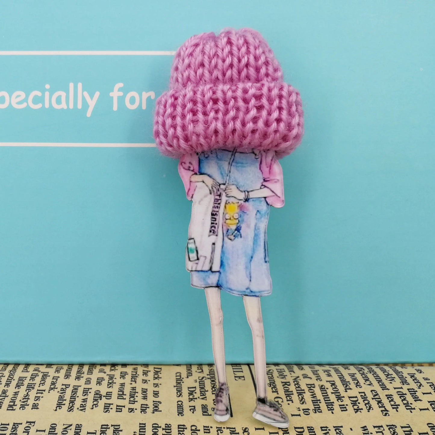 Fashion Brooch Pins for Woman Brooches Cute Girls Cartoon Models Acrylic Brooches Kawaii Pompom Clothing Jewelry Accessories