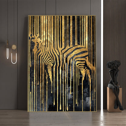 Abstract Gold Line Zebra Canvas Painting Plant Tiger Giraffe Leopard Poster Wall Pictures for Living Room Interior Home Decor