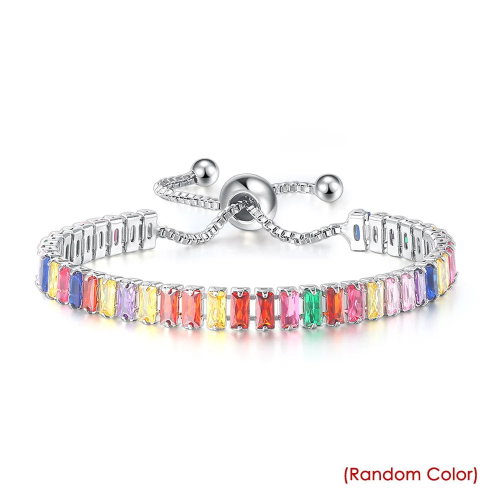 ZHOUYANG Tennis Bracelet for Woman Trendy Simple Adjustable Rose White Gold Color Bracelets Fashion Jewelry DZH009