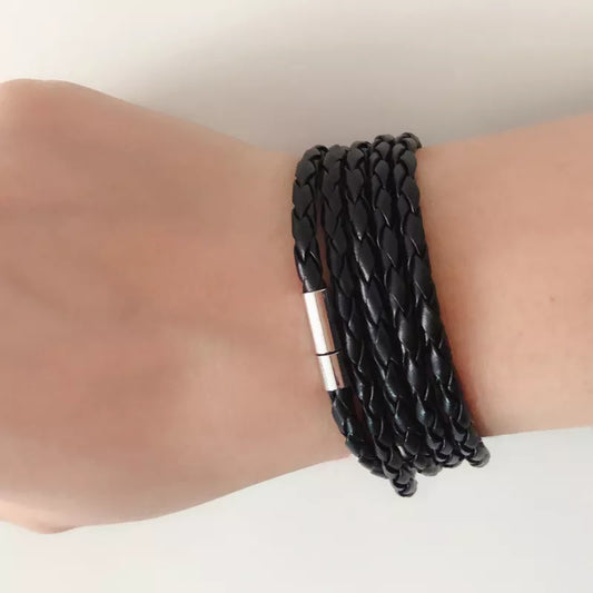 SUMENG 2024 Latest Hot Popular 5 Laps Leather Bracelet, Men Charm Vintage Black Bracelet, 10 Color Choose