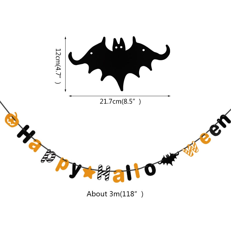 2023 Year Happy Halloween Banner Garland for Halloween Home Hanging Ornament Decorations Kids Child Favors Creative