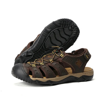 Summer Men's Sandals Leather Men Shoes Men Breathable Design Outdoor Men Leather Sandals Fashion Walking Roman Sneakers