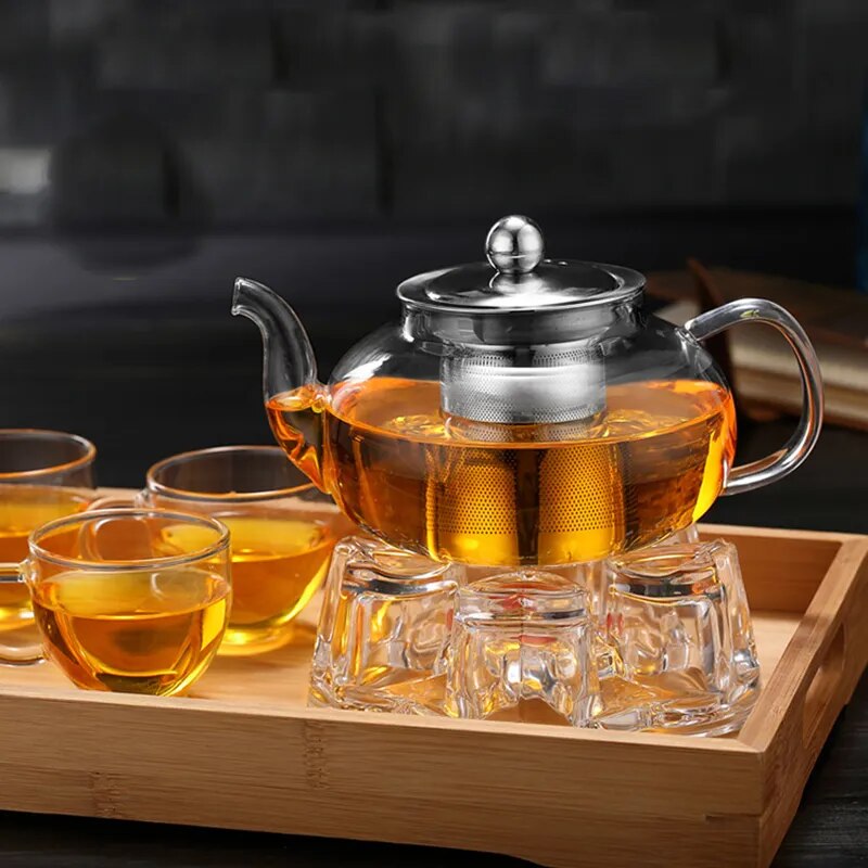 600/800ml Heat Resistant Glass Teapot Flower Tea Set Kettle Coffee Tea Pot Drink